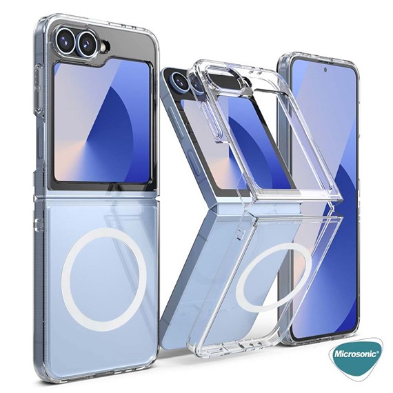 Microsonic Samsung Galaxy Z Flip 7 FE Kılıf MagSafe Clear Soft Şeffaf 2