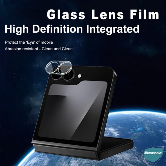 Microsonic Samsung Galaxy Z Flip 7 Kamera Lens Koruma Camı V2 Şeffaf 2