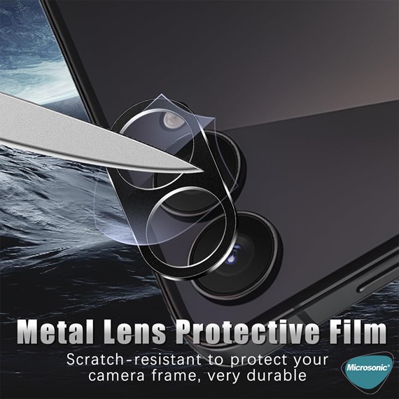 Microsonic Samsung Galaxy Z Flip 7 Kamera Lens Koruma Camı V2 Siyah 2