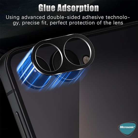 Microsonic Samsung Galaxy Z Flip 7 Kamera Lens Koruma Camı V2 Siyah 3