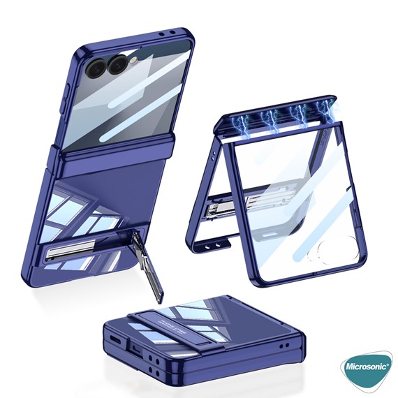 Microsonic Samsung Galaxy Z Flip 7 Kılıf Clarity Stand Lacivert 2