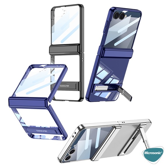 Microsonic Samsung Galaxy Z Flip 7 Kılıf Clarity Stand Gümüş 3