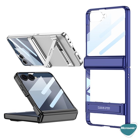 Microsonic Samsung Galaxy Z Flip 7 Kılıf Clarity Stand Gümüş 4