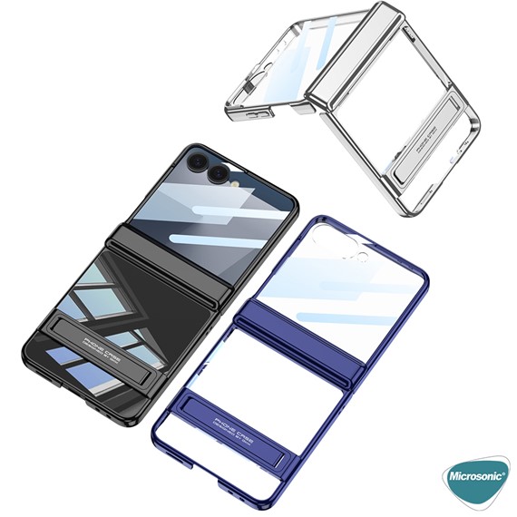 Microsonic Samsung Galaxy Z Flip 7 Kılıf Clarity Stand Gümüş 6