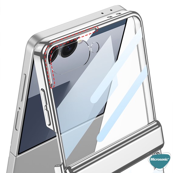 Microsonic Samsung Galaxy Z Flip 7 Kılıf Clarity Stand Gümüş 7