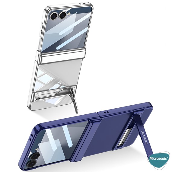 Microsonic Samsung Galaxy Z Flip 7 Kılıf Clarity Stand Gümüş 8