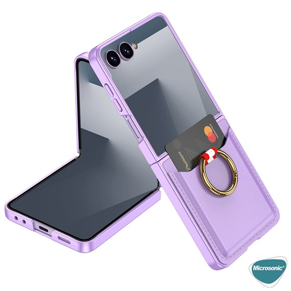 Microsonic Samsung Galaxy Z Flip 7 Kılıf LuxRing Wallet Lila 2