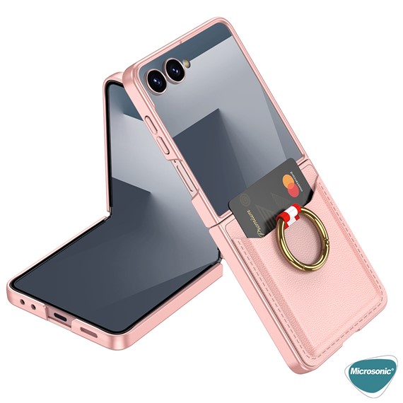 Microsonic Samsung Galaxy Z Flip 7 Kılıf LuxRing Wallet Rose Gold 2