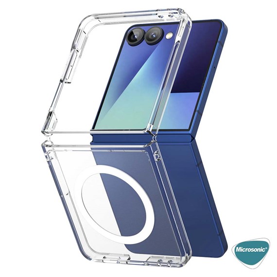 Microsonic Samsung Galaxy Z Flip 7 Kılıf MagSafe Clear Soft Şeffaf 2
