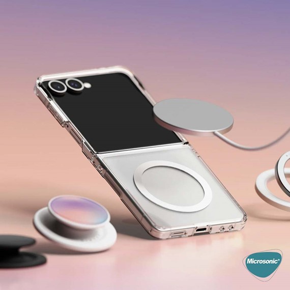 Microsonic Samsung Galaxy Z Flip 7 Kılıf MagSafe Clear Soft Şeffaf 3