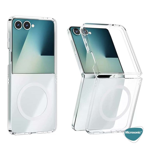 Microsonic Samsung Galaxy Z Flip 7 Kılıf MagSafe Clear Soft Şeffaf 4