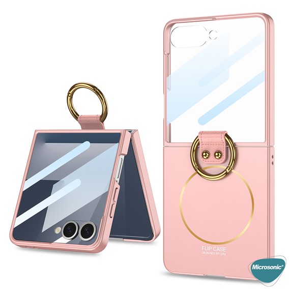 Microsonic Samsung Galaxy Z Flip 7 Kılıf Ring Fall Platinum Rose Gold 2