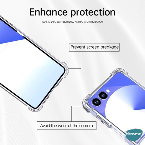 Microsonic Samsung Galaxy Z Flip 7 Kılıf Shock Absorbing Şeffaf 3