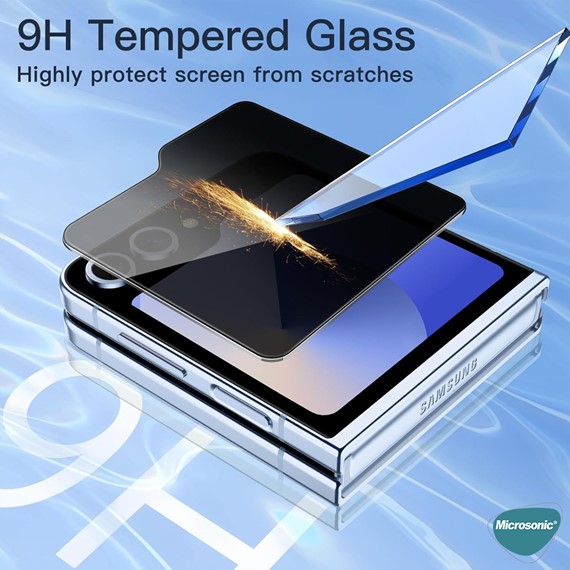 Microsonic Samsung Galaxy Z Flip 7 Privacy 5D Gizlilik Filtreli Cam Ekran Koruyucu Siyah 3
