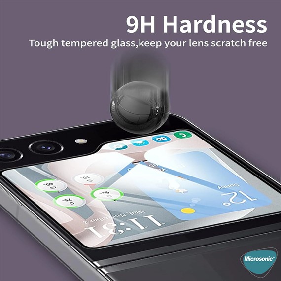 Microsonic Samsung Galaxy Z Flip 7 Tam Kaplayan Temperli Cam Ekran Koruyucu Siyah 5