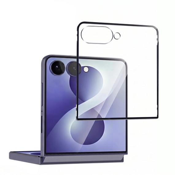 Microsonic Samsung Galaxy Z Flip 8 Tam Kaplayan Temperli Cam Ekran Koruyucu Siyah 1