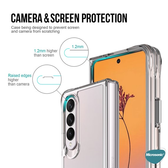 Microsonic Samsung Galaxy Z Fold 4 Kılıf Non Yellowing Crystal Clear Sararma Önleyici Kristal Şeffaf 5