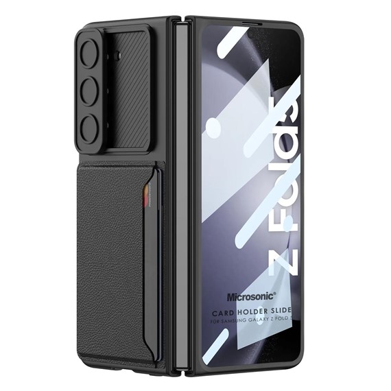 Microsonic Samsung Galaxy Z Fold 5 Kılıf Card Holder Slide Siyah 1