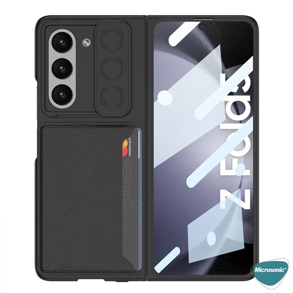 Microsonic Samsung Galaxy Z Fold 5 Kılıf Card Holder Slide Siyah 3