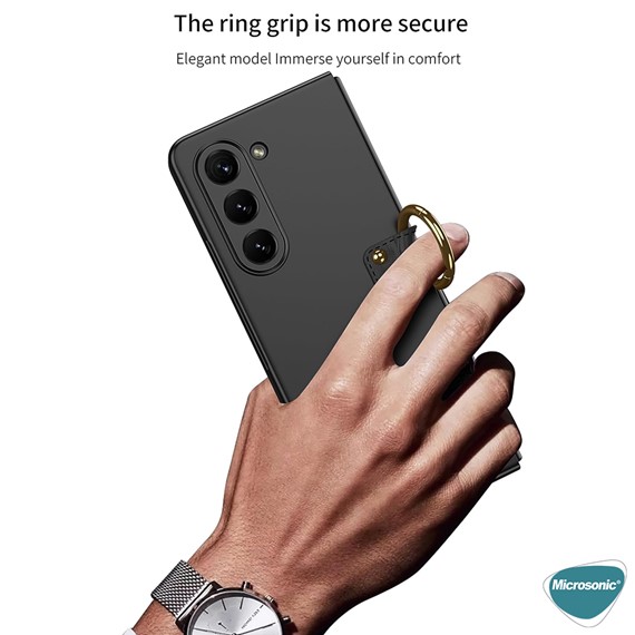 Microsonic Samsung Galaxy Z Fold 5 Kılıf Ring Fall Platinum Yeşil 3