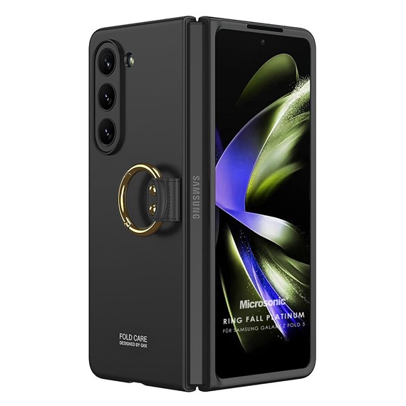 Microsonic Samsung Galaxy Z Fold 5 Kılıf Ring Fall Platinum Siyah 1