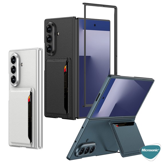 Microsonic Samsung Galaxy Z Fold 7 Kılıf LuxGrip Wallet Siyah 3