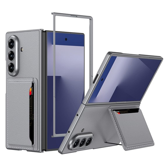 Microsonic Samsung Galaxy Z Fold 7 Kılıf LuxGrip Wallet Gri 1