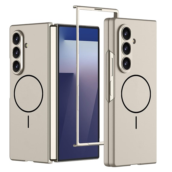 Microsonic Samsung Galaxy Z Fold 7 Kılıf Shape Hard MagSafe Bej 1