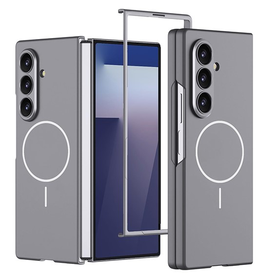 Microsonic Samsung Galaxy Z Fold 7 Kılıf Shape Hard MagSafe Gri 1