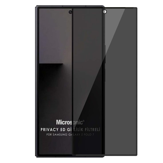 Microsonic Samsung Galaxy Z Fold 7 Privacy 5D Gizlilik Filtreli Cam Ekran Koruyucu Siyah 1