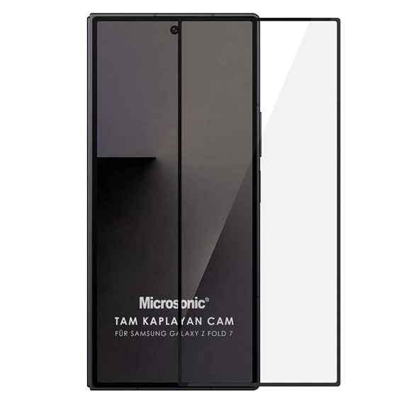 Microsonic Samsung Galaxy Z Fold 7 Tam Kaplayan Temperli Cam Ekran Koruyucu Siyah 1