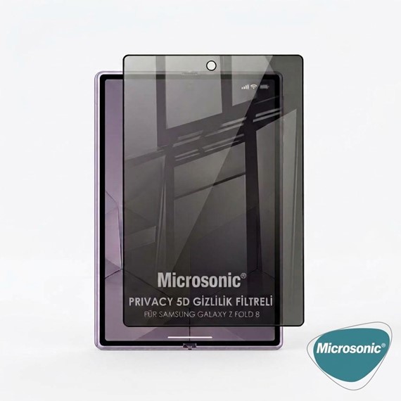 Microsonic Samsung Galaxy Z Fold 8 Privacy 5D Gizlilik Filtreli Cam Ekran Koruyucu Siyah 1