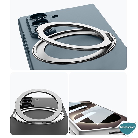 Microsonic Samsung Galaxy Z Fold 8 Ultra Kılıf Ring Stand Gri 4