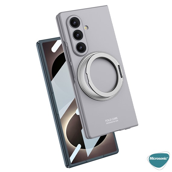 Microsonic Samsung Galaxy Z Fold 8 Ultra Kılıf Ring Stand Gri 5
