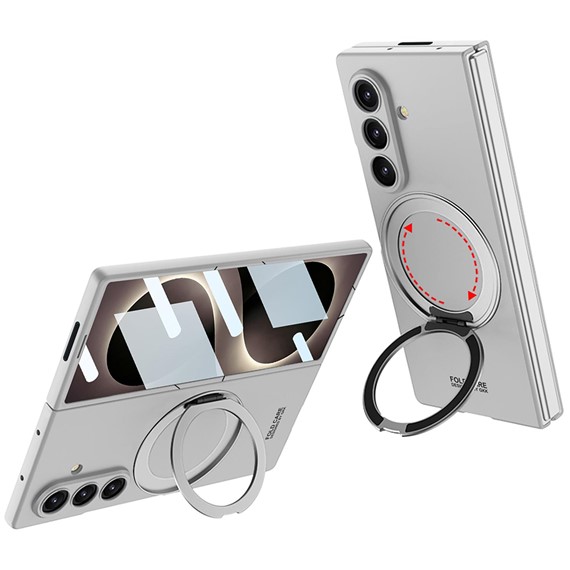 Microsonic Samsung Galaxy Z Fold 8 Ultra Kılıf Ring Stand Gümüş 1