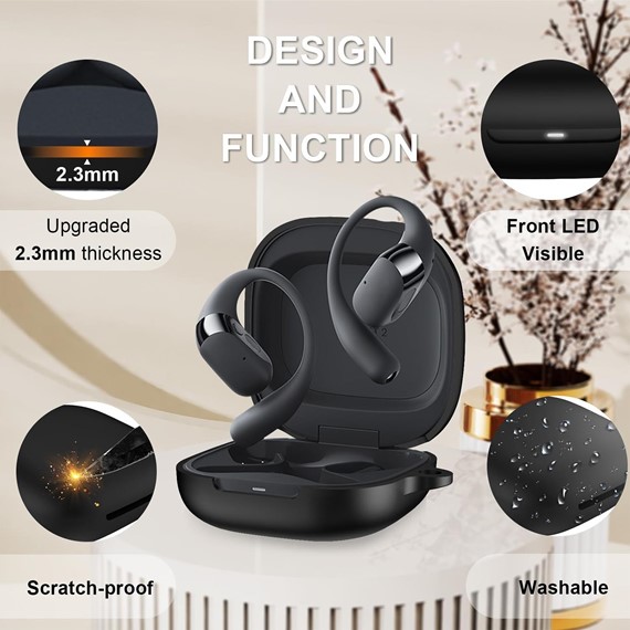 Microsonic Shokz OpenFit 2 Kılıf Askılı Mat Silikon Koyu Yeşil 4
