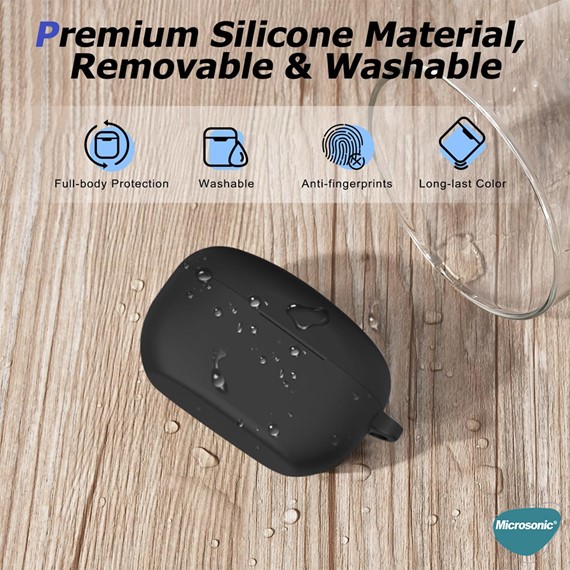 Microsonic Sony WF-1000XM5 Kılıf Askılı Mat Silikon Siyah 3