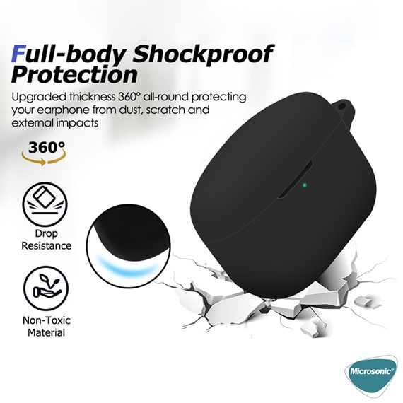 Microsonic Sony WF-1000XM5 Kılıf Askılı Mat Silikon Siyah 2