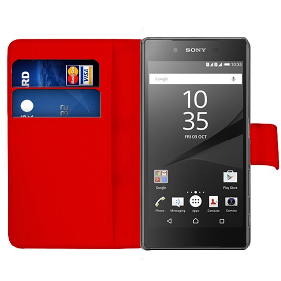 Microsonic Sony Xperia Z5 Dual Kılıf Cüzdanlı Deri Kırmızı 1