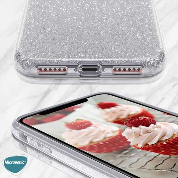 Microsonic Samsung Galaxy M31s Kılıf Sparkle Shiny Gümüş 5