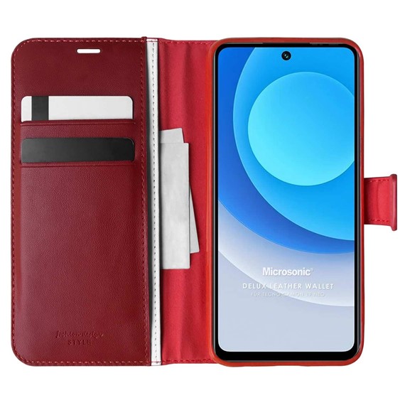 Microsonic TECNO Camon 19 Neo Kılıf Delux Leather Wallet Kırmızı 1