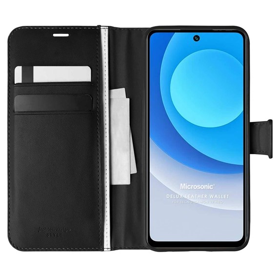 Microsonic TECNO Camon 19 Neo Kılıf Delux Leather Wallet Siyah 1