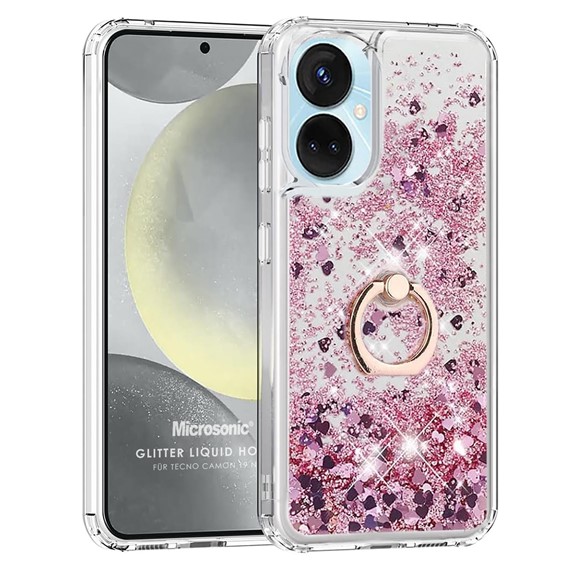 Microsonic TECNO Camon 19 Neo Kılıf Glitter Liquid Holder Pembe 1