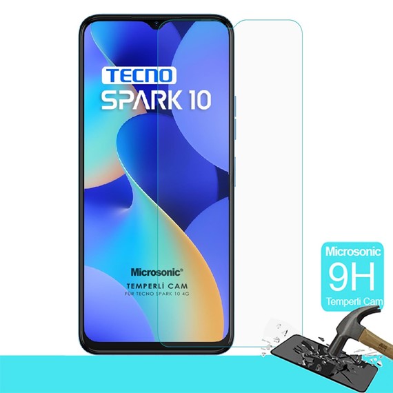 Microsonic TECNO Spark 10 4G Tempered Glass Cam Ekran Koruyucu 2