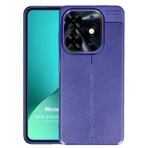 Microsonic TECNO Spark 20C Kılıf Deri Dokulu Silikon Lacivert 1