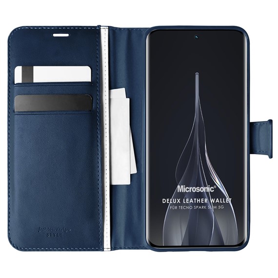 Microsonic TECNO Spark Slim 5G Kılıf Delux Leather Wallet Lacivert 1