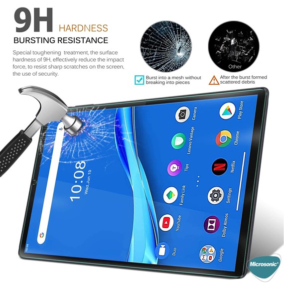 Microsonic Lenovo Tab M10 Plus 3 Nesil 10 6 TB-125F-TB-128F Tempered Glass Cam Ekran Koruyucu 4