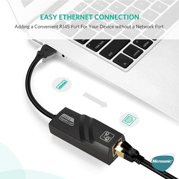 Microsonic USB 3 0 to Ethernet Adaptör Siyah 2