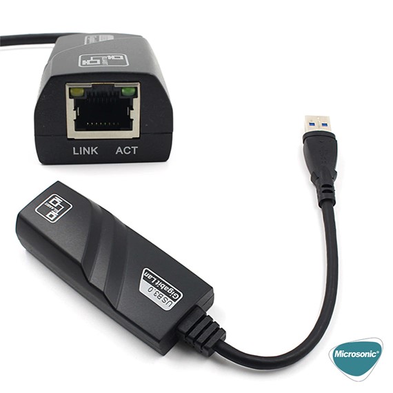 Microsonic USB 3 0 to Ethernet Adaptör Siyah 5