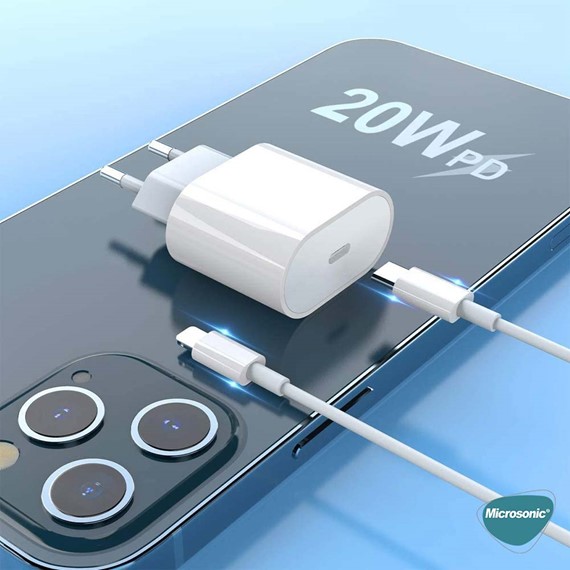 Microsonic Apple iPhone 11 USB-C Güç Adaptörü Type-C Priz Şarj Cihazı Adaptörü 3